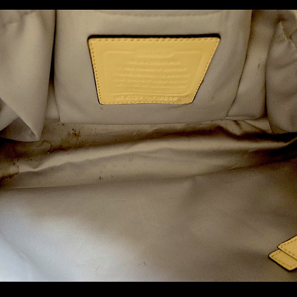 Coach Mustard Yellow Embossed Poly leather Tote,  with lots of life, discounted - Picture 3 of 16